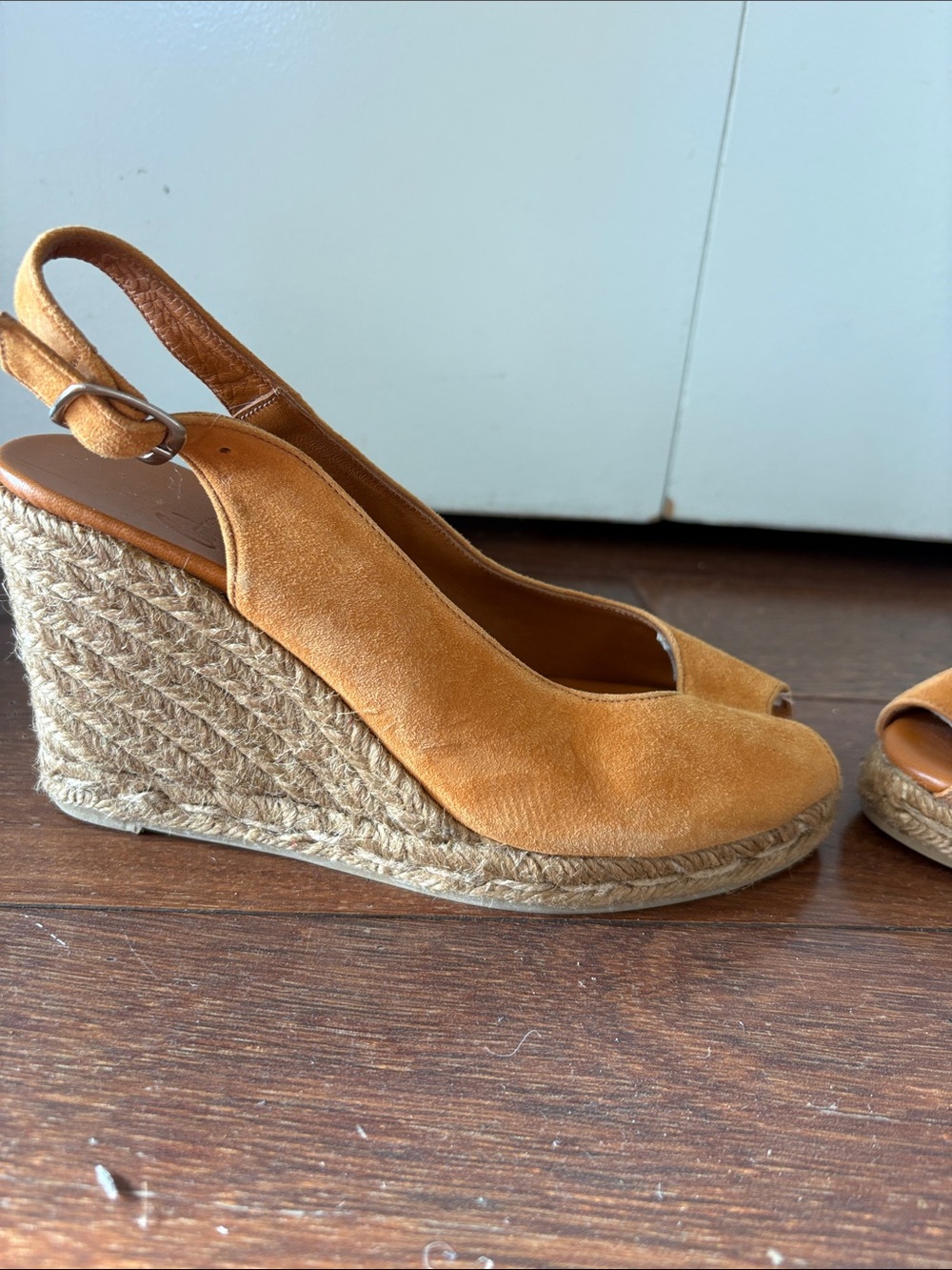 Castanet Women's Suede Slingback Espadrille Wedge - Tan 37/7 - Picture 4 of 6
